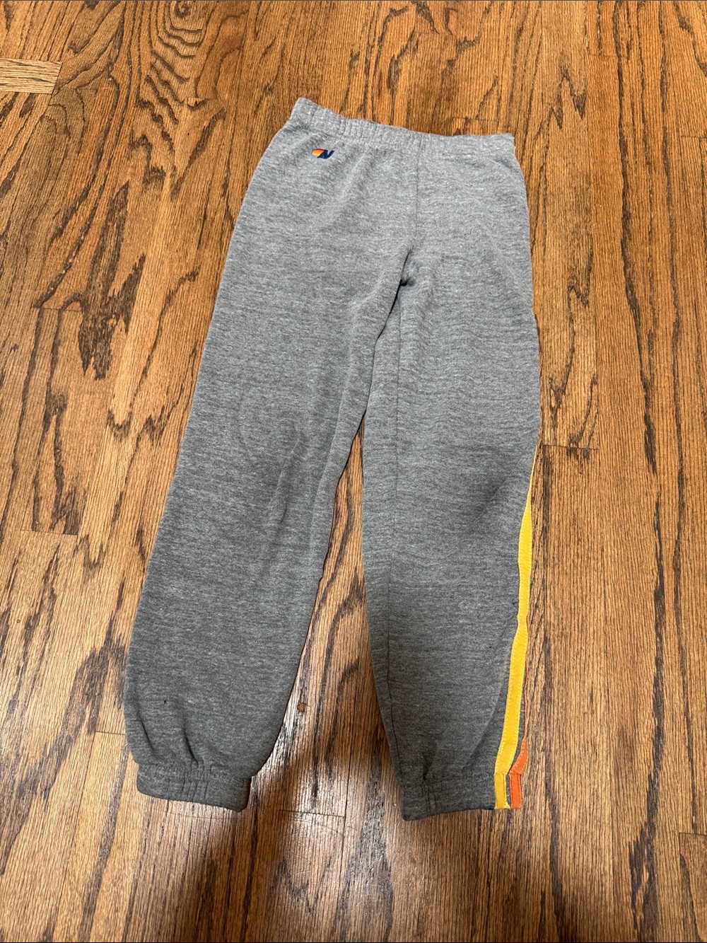 Aviator Nation Gray Sweatpants with Yellow & Orange Side Stripes